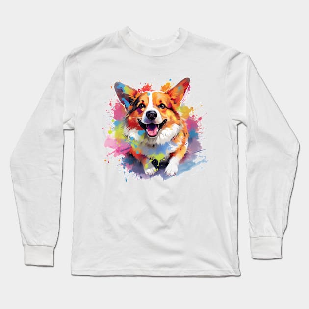 Corgi Art Long Sleeve T-Shirt by CunninghamWatercolors